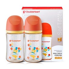 더블하트 모유실감 3세대 PPSU 디어프렌즈 젖병 트윈팩(젖꼭지미포함), 서커스베어, 240ml, 1세트