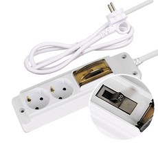 현대일렉트릭 4000W 고용량멀티탭 안전콘센트 배선차단 2구, 3m, 화이트, 1개