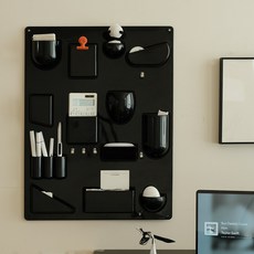 [리비니아] 탭오 모듈 월 오거나이저 / 인테리어 벽걸이 수납보드 / 감성 정리함(포켓용 오거나이저), 1단, 블랙