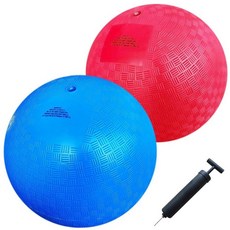 AppleRound 21.6cm(8.5인치) 닷지볼 놀이터 볼 (2팩) 펌프 포함 - 피구 핸드볼 킥볼을 위한 공식 사이즈 및 무게 - 어린이 캠프 학교 PE 및 레크리, 10 Inch, 블루 & 레드