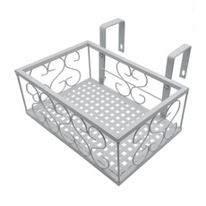 베란다 화분걸이대 철제 난간 화분걸이 화이트HT001, 1단, 30cm(난간고리3cm)