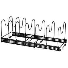 可伸縮鍋具收納架：台灣現貨、多功能碗盤鍋蓋架、廚房收納神器, 黑色, 1個, 7層