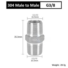 커넥터 나사 공기 수나사 유니온 304 어댑터 파이프 오일 커플러 육각 워터 니플 스테인레스 피팅, 3l8 3l8, 옵션 1, 1PCS