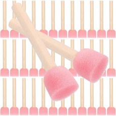 40개 원형 스펀지 폼 브러시 세트 나무 손잡이가 있는 0.8인치 페인트 DIY 페인팅 도구 스티플링 키트 염색 미술 용품