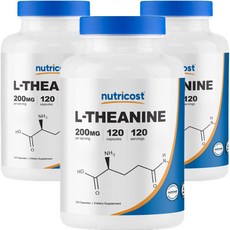 nutricost 茶胺酸膠囊 200mg, 120顆, 3罐