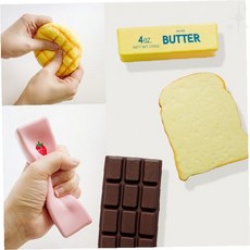 식빵 버터 초콜릿 딸기 모양 말랑한 촉감 손 주무르기 감각 놀이 힐링 완구 책상, 1개