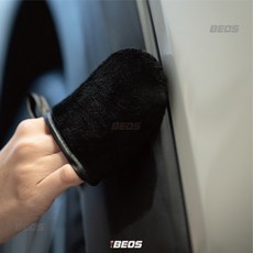 •BEOS• 短絨三指手套 塗塑料 皮革乳 可重複使用 上油手套 鍍膜手套 多功能手套, 1個, 黑