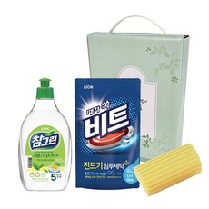 참그린 녹차뽀드득 500ml+비트 290ml+먼지제거스펀지 선물세트 판촉 선물용 행사용, 1세트