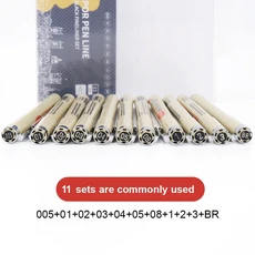 12색 피그먼트 라이너 마이크론 잉크 마커 펜 만화 그리기 스케치 니들 훅 라인 문구 세트 미술 용품, 12 11Pcs set