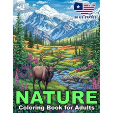 자연 컬러링북: 50개 미국 주를 아우르는 편안한 풍경과 아름다운 동물 그림으로 마음의 스트레스 해소 Creative Journey, 기본