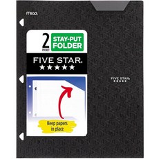 Five Star 2포켓 폴더 고정 탭이 있는 플라스틱 폴더 3링 바인더에 적합 21.6 x 27.9cm(8-1/2 x 11인치) 용지 보관 퍼시픽 블루 (333420C, Black