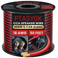12 게이지 스피커 와이어 50피트 1FT 마킹이 있는 홈 시어터 및 카 스테레오용 도체 CCA 클리어 오디오 케이블 2개, 50FT, 18GAUGE