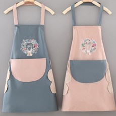 토끼 방수 앞치마 주방 어린이집 카페 공방 업소용 유치원 교사 신혼, 타올형 블루