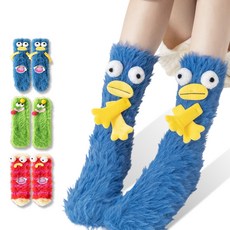 스위트나나 귀여운 캐릭터 보온 극세사 부드러운 밍크털 수면양말 3켤레 세트