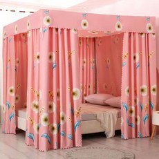 침대 암막 캐노피 가림막 설치 체크 커튼 1.2mx2.0mx1.95m 인테리어 사각 공주풍, D. 사랑 민들레