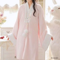 臺灣出貨 國風法蘭絨改良款漢服睡衣套裝 秋冬古風保暖