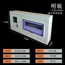 配電箱 橫式電表箱 單相電表盒 12回路 明暗裝 鐵質配電箱套裝, 空箱-明裝
