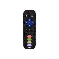 寶寶電視遙控器造型牙膠玩具，安全矽膠材質，舒緩長牙不適，多種紋理設計，刺激口腔觸覺, 黑色, 1個, 三代遙控器