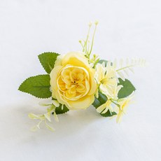 러블리 로즈 플라워 커튼집게 13cm 인테리어 조화 소품 커튼장식 꾸미기, 3개, 옐로우