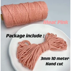 3mm 11 야드 35 색상 옵션 Macrame 코드 코튼 로프 4 플라이 트위스트 Macrame 스레드 Macrame 용품 DIY 공, 01 3mm 10Meters, 30 Meat Pink