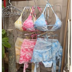 游泳衣女bikini辣妹性感比基尼裙式三点式小胸显瘦沙滩度假泳装, L適合105-115斤