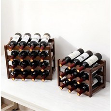 쿠리브 가정용 와인랙 와이수납장 홈인테리어 와인장식장9/12/18구, 8개, 월넛424 2단
