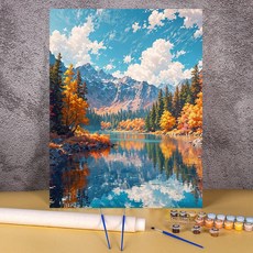 숫자 별 풍경 페인트 아크릴 드로잉 캔버스 유화 키트 성인용 숲 산 장식 218191, 40x50cm 42colors, HMA135401