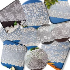 dklace 스판레이스모음 / 레이스원단 / 레이스 폭 23cm 자가드, 6-73295화이트, 1개