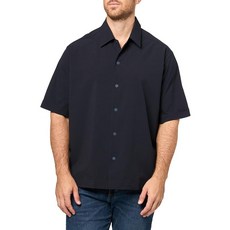 BOSS 남성용 프레스 버튼 반소매 셔츠 프리미엄 네이비 L