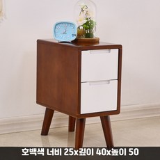 미니 원목 침대 협탁 슬림 20 25 30cm 폭 북유럽 스타일, 1개, 9_호두나무색너비25cm