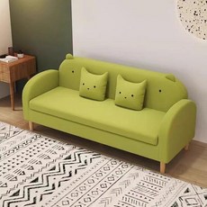 2인용 3인용 쇼파베드 거실 학원 소파 작은 미니 의자, 그린