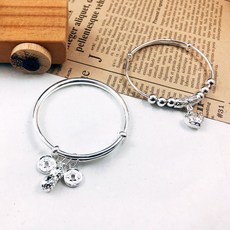 【Annshop小安的店】999足銀花生伸縮手環，寶寶彌月禮，平安富貴長命鎖，兒童飾品