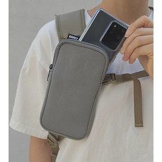 등산 가방 배낭 스마트폰 핸드폰 파우치 휴대폰 보조 가방, 그레이, 1개