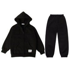 크로젬 주니어 남녀공용 기모 터틀넥 오버핏 후드집업 트레이닝 세트 CRZSTJ 162