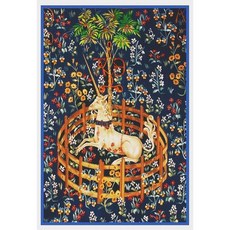 Orenco Originals Unicorn in Captivity Navy Blue The Unicorn Tapestries Counted Cross Stitch Patte
