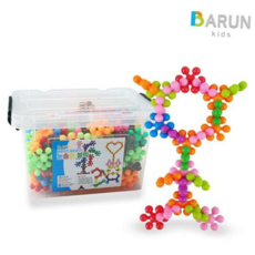 소근육 블럭 어린이 조립 유아 연결 블럭 학습 교육용 200pcs 창의력 장난감 눈송이 박스 바른 교구 아이