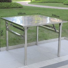 스텐 테이블 원형 접이식 작업대 바 업소용 사각 요리, 304스테인리스스틸100cm x 100cm높이 75cm
