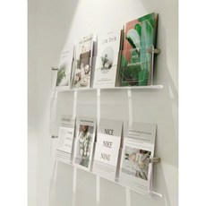 벽걸이 책꽂이 아크릴 수납 선반 무타공 설치 잡지 책 진열 공간활용 수납장, 1단, 50cm 드릴링
