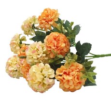 투톤 수국 미니 조화 노란색 1P 28cm 화병 꽂이 탁자 데코 실내 인조 꽃 장식, 1개