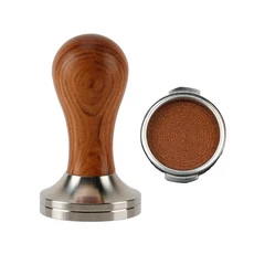 커피 탬퍼 단단한 나무 손잡이 스테인레스 스틸 51mm 에스프레소 액세서리 도구, 02 51mm, 01 Brown