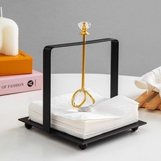 MIROSE 북유럽풍 크리스탈 메탈 냅킨 홀더 꽂이 케이스 까페 식당 거실 인테리어소품, 1개, MRS_BL(블랙)