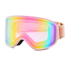 臺灣出貨雙層防霧戶外滑雪鏡女騎行防風防沙護目鏡男登山冬季高清雪地眼鏡可開發票, 粉框粉膜【送鏡盒麂皮鏡布】, 1個