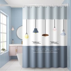 샤워 커튼 욕실 샤워 커튼 패브릭 샤워 커튼 화장실 파티션 가림막 커튼 고급 방수 샤워 커튼 곰팡이 방지 배리어 커튼 다용도 샤워커튼, 1개, 우아한 블루