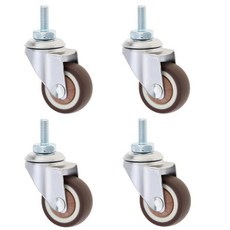 HOJLKLD 4피스 2.5cm(1인치) TPR 고무 소형 볼 베어링 휠 캐스터 세트 브레이크 포함 가구용 (커피 색상 M6 x 15(브레이크 포함)) 276537 86859, 1.5" M8X15(without Brake)