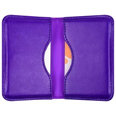 Wisdompro 명함 홀더 양면 PU 가죽 폴리오 홀더 (명함 및 신분증에 이상적) 남성 여성용 마그네틱 셧 포함 울트라 슬림 씬 - 블랙, 퍼플
