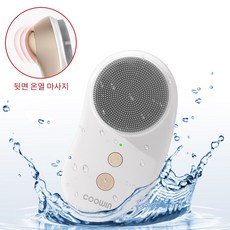 Coowin쿠윈 온열 진동클렌저 실리콘 브러쉬 3종 모드 5단 강도 충전식 (거치대 포함), 화이트