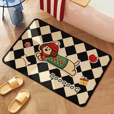 卡通浴室防滑地墊可愛仿亞麻家用衛生間吸水墊廁所進門高級感腳墊, 1個, 絨球小狗