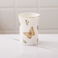 화이트 세라믹 욕실 세트 워시 세트 세면 용품 액세서리 욕실 5 피스 세트 로션 병 입 컵 비누 접시 화장실 브러쉬, Mouth cup