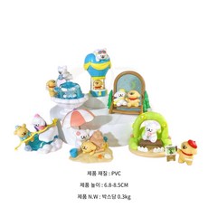 haengbuk Maltese 라인 강아지 6종 세트 캐릭터 모형 애니메이션 모형 장식품 장난감 생일 선물 피규어, 1세트