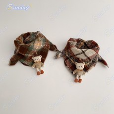 台灣出貨 【6個月-8歲】兒童圍巾秋冬可愛小熊三角巾防寒保暖圍脖寶寶護脖圍巾